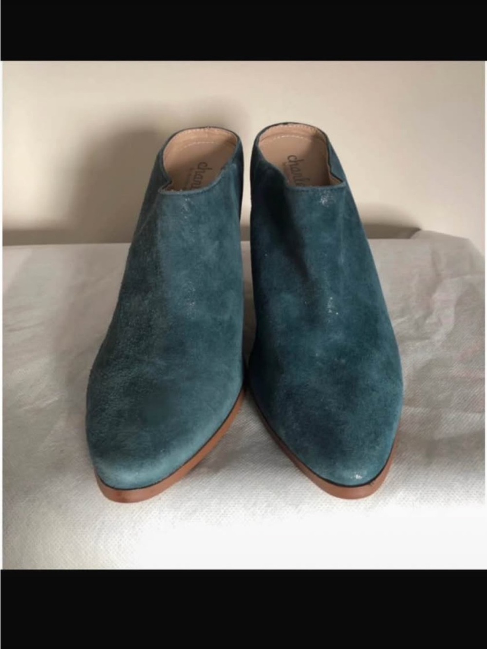Charles By Charles David Teal Suede Slip-On Mules